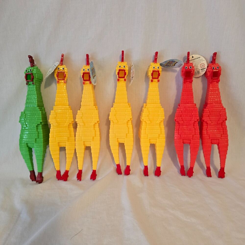 Set of 7 AniMolds Squeeze Me Square Chicken / Green, Yellow and Red
